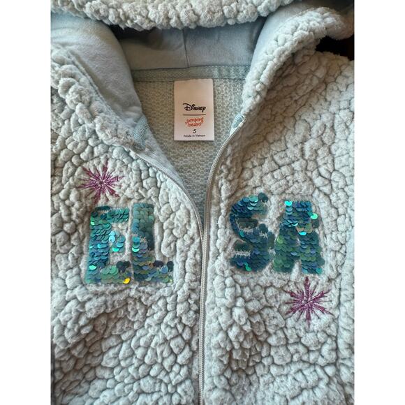 Disney Jumping Beans Elsa Sherpa Hooded Full Zip Jacket Size 5 - Picture 2 of 5
